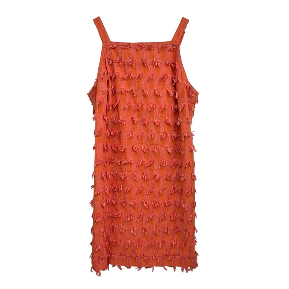By Anthropologie NWT Orange Boho Tassel Textured Shift Mini Dress Jumper Sz 1X